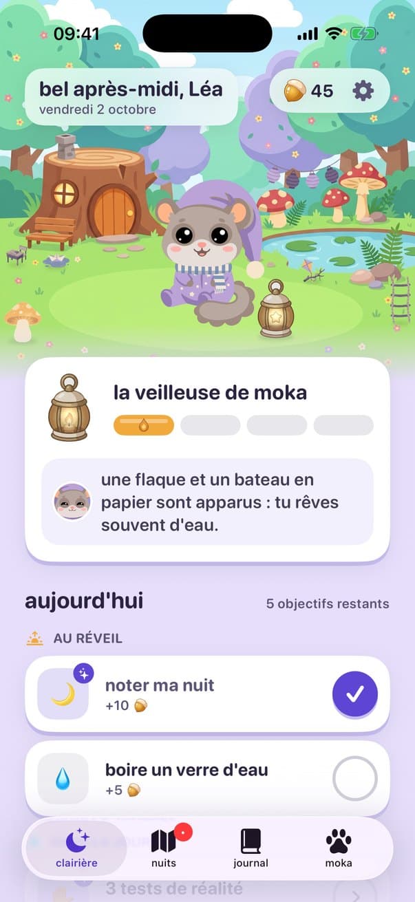 La clairière de pyjou, sa veilleuse et les objectifs du jour