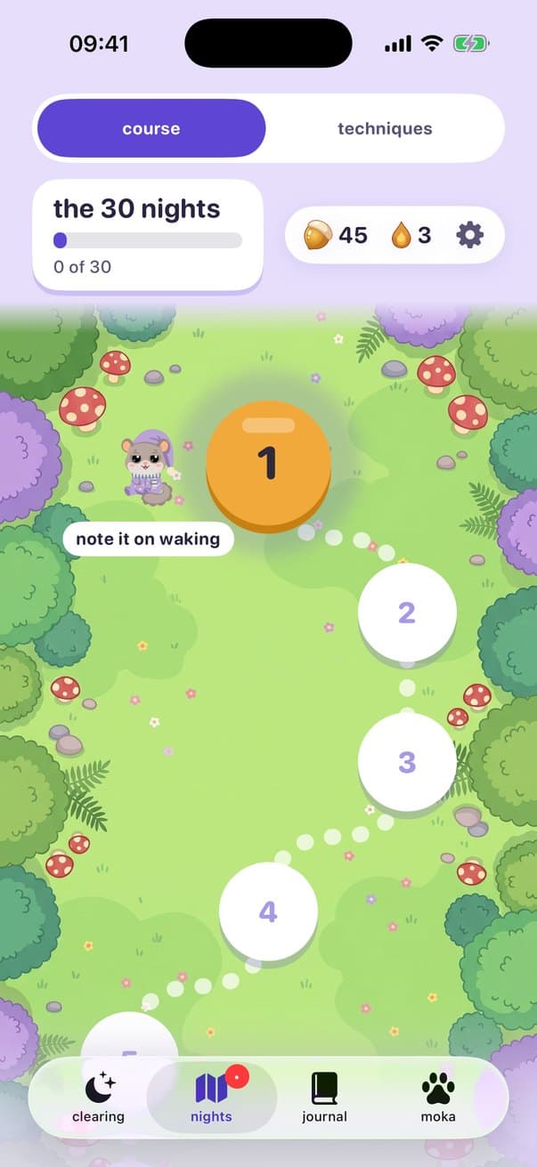 The 30-night path through the glade